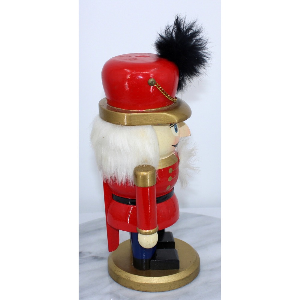 Wooden Nutcracker Soldier Red Jacket Gold Trim Black Rifle Christmas Decor - Picture 6 of 6
